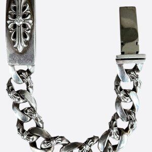 Chrome Hearts Silver & Diamond Fancy Cuban Bracelet